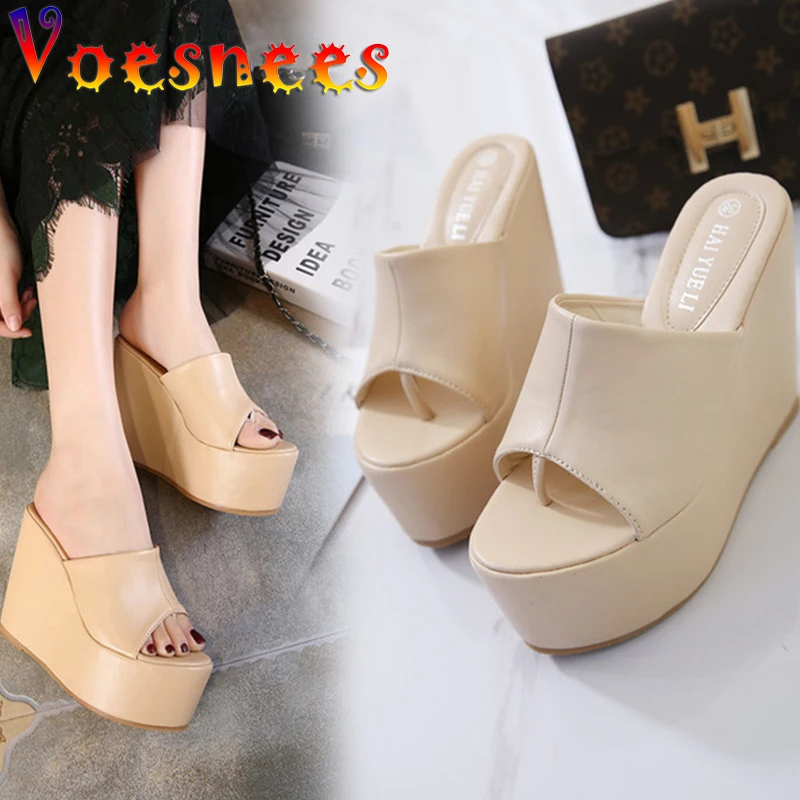 

Wedges Flip Slippers Peep Toe Pole Dance Sandals Summer Platform Super High Heels New Nightclub Sexy Walk Show Party Women Shoes