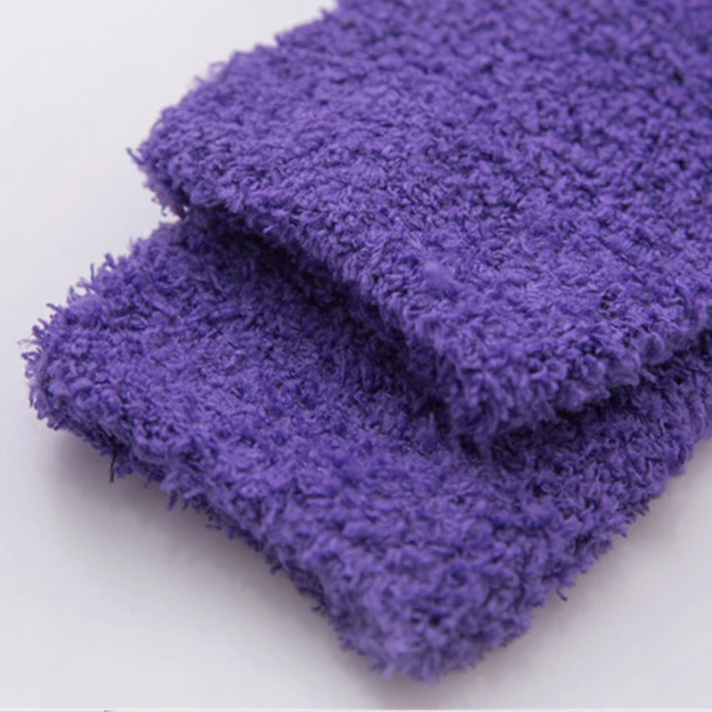 Candy Color Warm Socks Plush Female Coral Fleece Floor Women's Socks Woman Sox Girls Breathable Fluffy Pure Sleeping Sock Solid