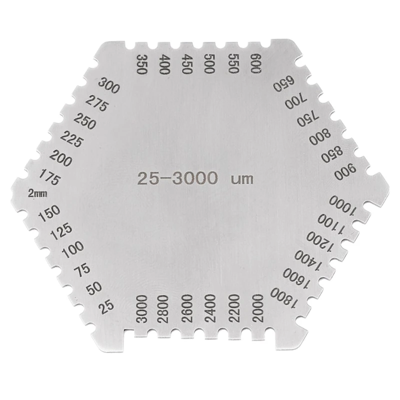 

Stainless Steel Hexagonal Wet Film Comb Paint Wet Film Thickness Gauge Comb Regulation Wet Film Card 25-3000um