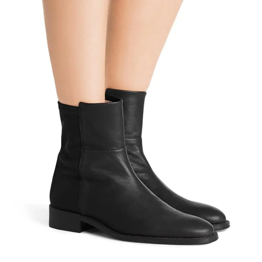 Зимние теплые ботильоны женская обувь черного цвета Одежда высшего качества