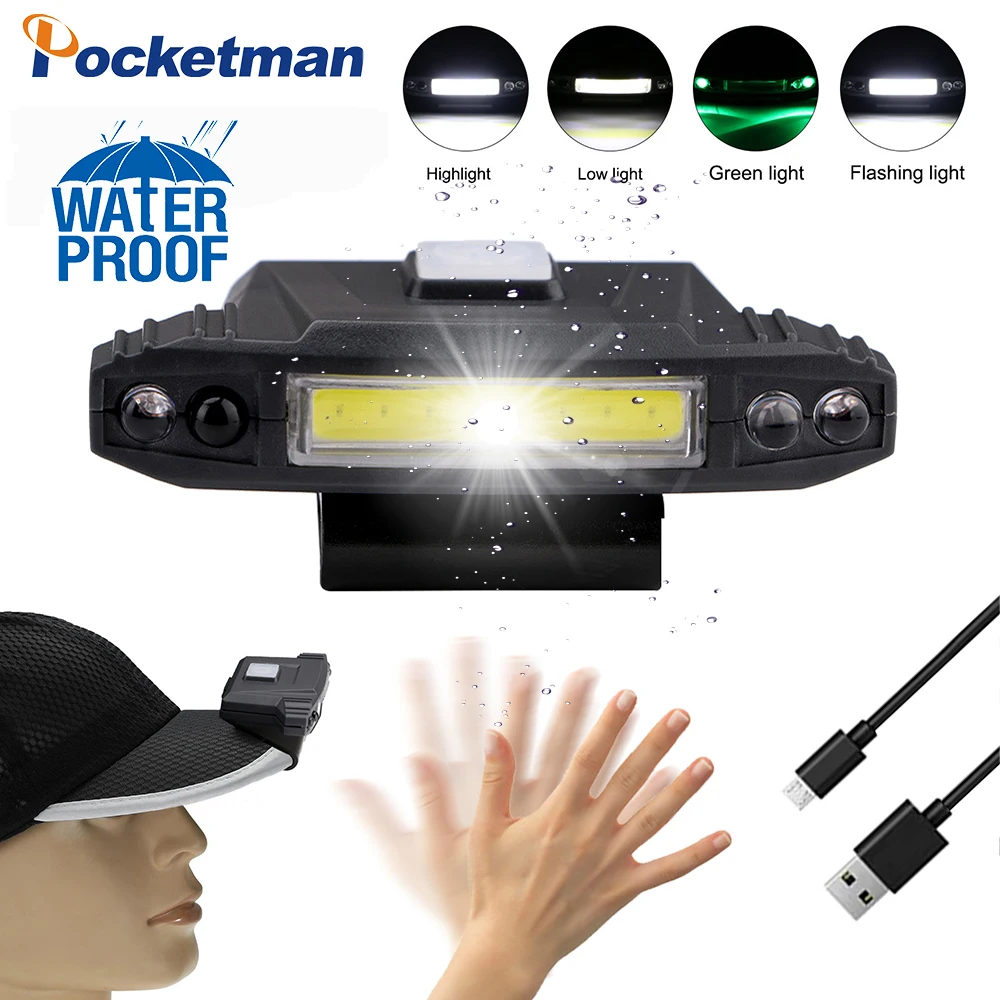 

Portable Mini Flashlight COB Led Headlamp Powerful Built-in Battery USB Rechargeable Cap Clip Light Outdoor Camping Headlight