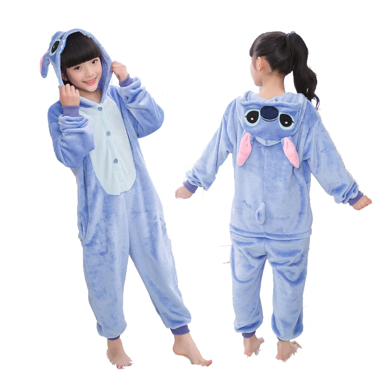 Blue stitch Kuguurumi/Детские пижамы; комбинезон с единорогом, животным, стежком, львом; комплект детской одежды; зимние пижамы; детская одежда для сна для мальчиков и девочек - Цвет: Blue stitch