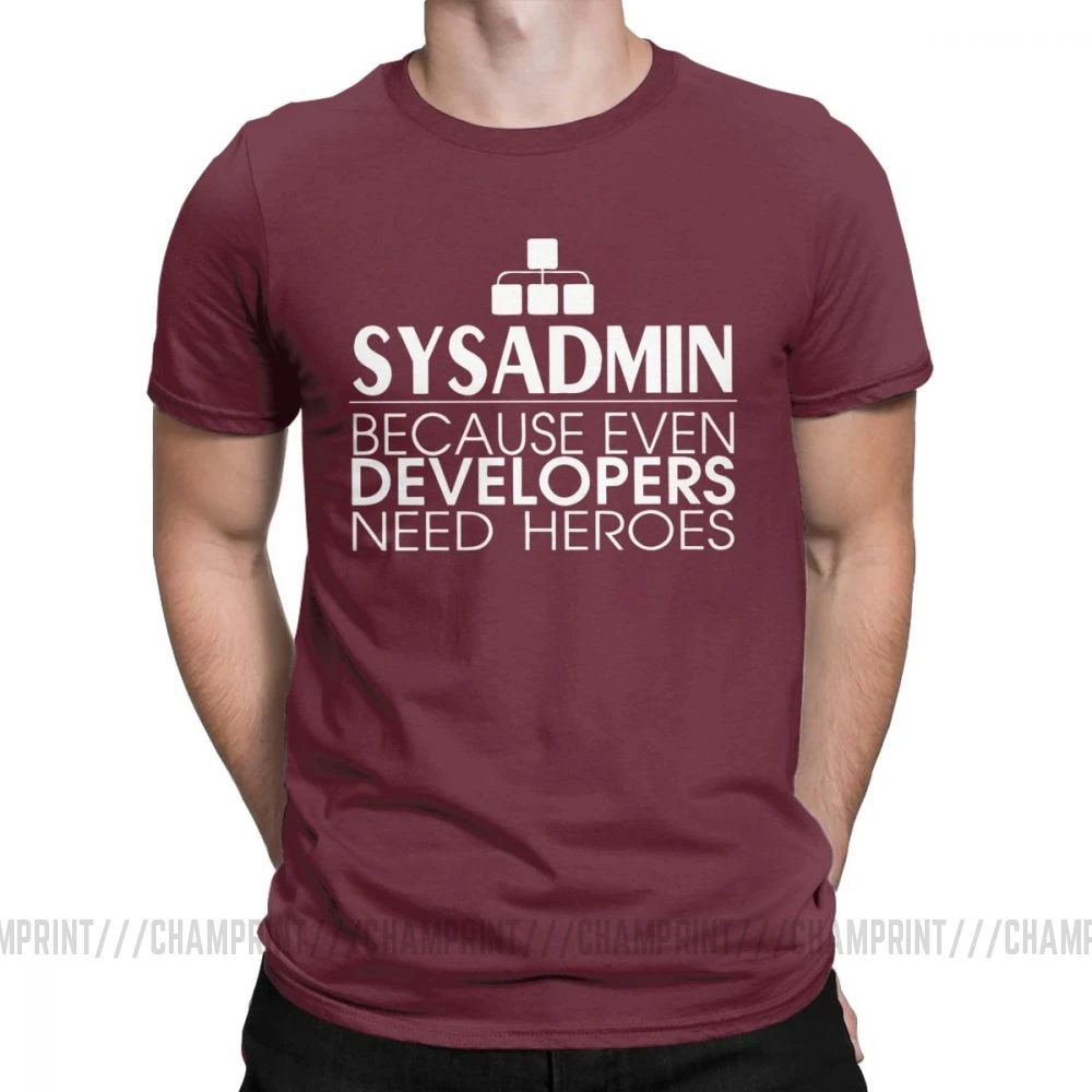 Мужские футболки, хлопковые футболки с героями Sysadmin, Linux, Sysadmin Unix, Debian Ubuntu Administrator, футболка, одежда, идея подарка - Цвет: Бургундия