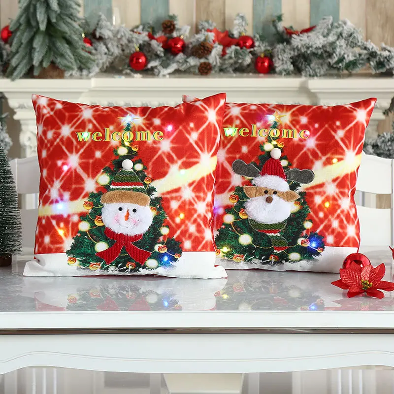 

Christmas Pillow Covers Christmas Decoration Throw Pillow Covers Red Truck Green Plaid Santa Deer Cushion Pillowcase