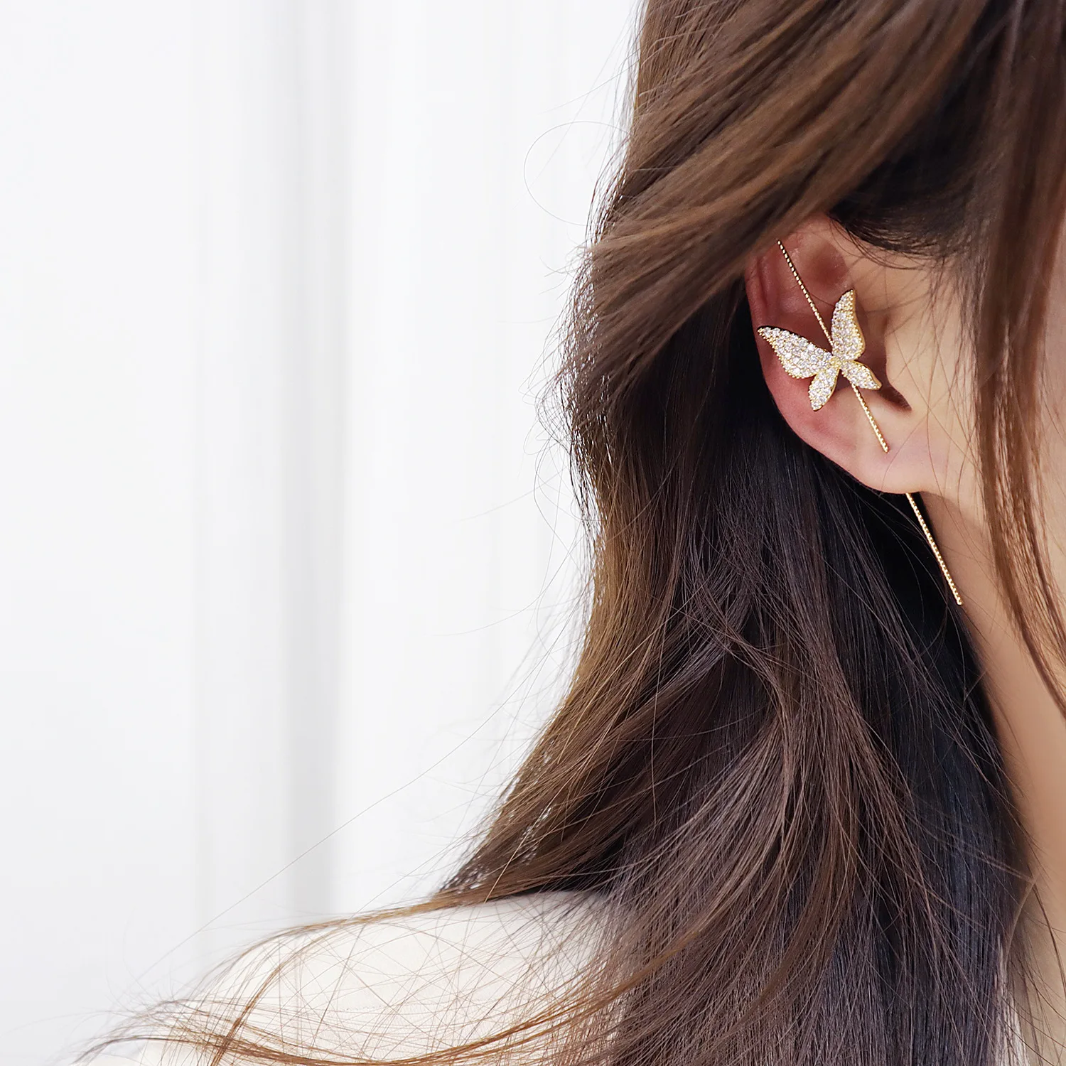

Ins Hot Sale 14K Real Gold Piercing A Single Earring Personality for Women Daily Date Jewelry