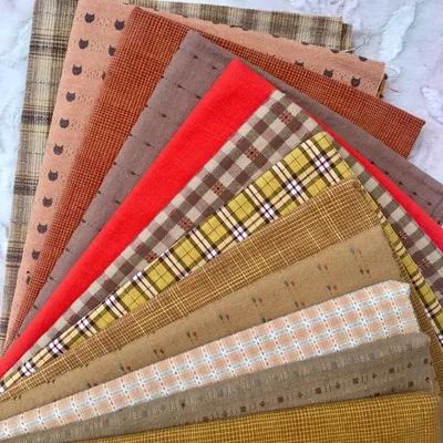 CC740-10pcs 23x33cm polychromatic the cheapest Japanese first dye washed fabric stitching dol DIY fabric plaid cotton doll cloth D30 - Цвет: CC740-10pcs