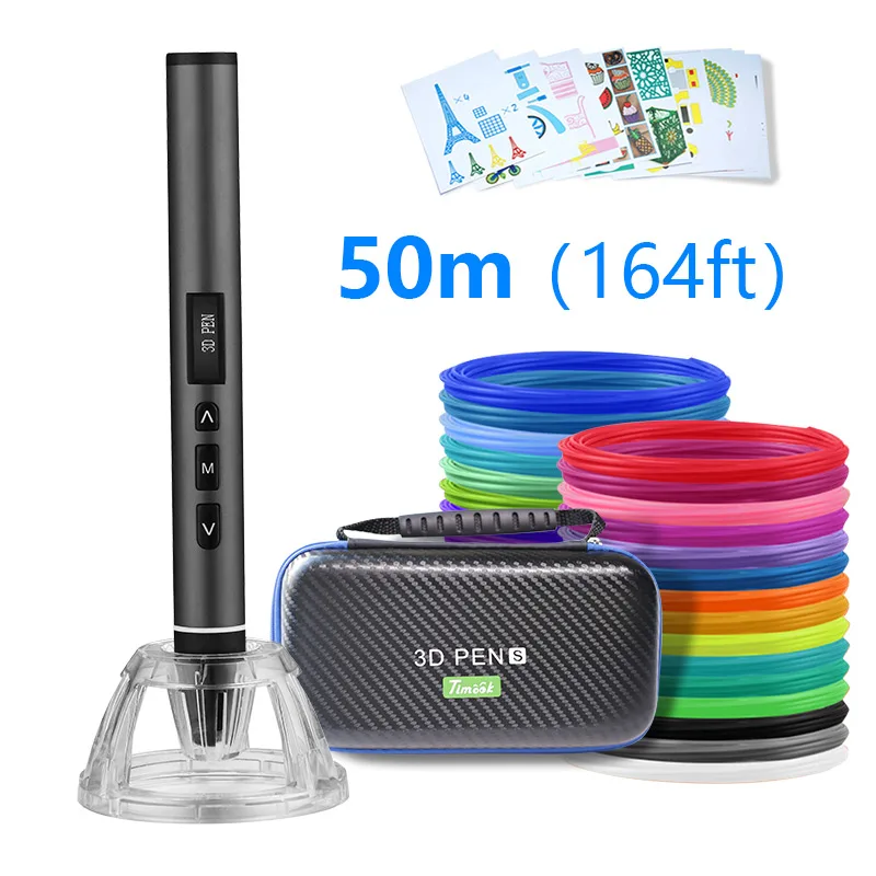 white with 50m USB 3D Ручка 3D ручка для печати и 50 м pla нити 5 м x10 цветов лучший рождественский подарок - Цвет: white with 50m
