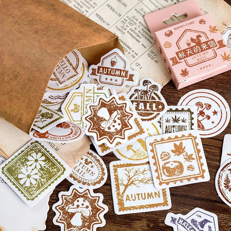 

Letters From Autumn Stationery Sticker Creativity Fresh Scrapbooking Decoration Label Stickers Flakes Vintage Journal