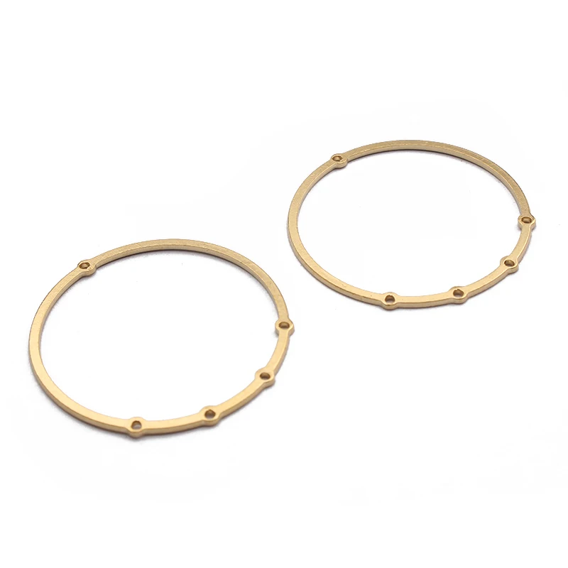 

10pcs Raw Brass 32mm Round Circle Connector Charms With 4 holes For DIY Earrings Jewelry Findings Making