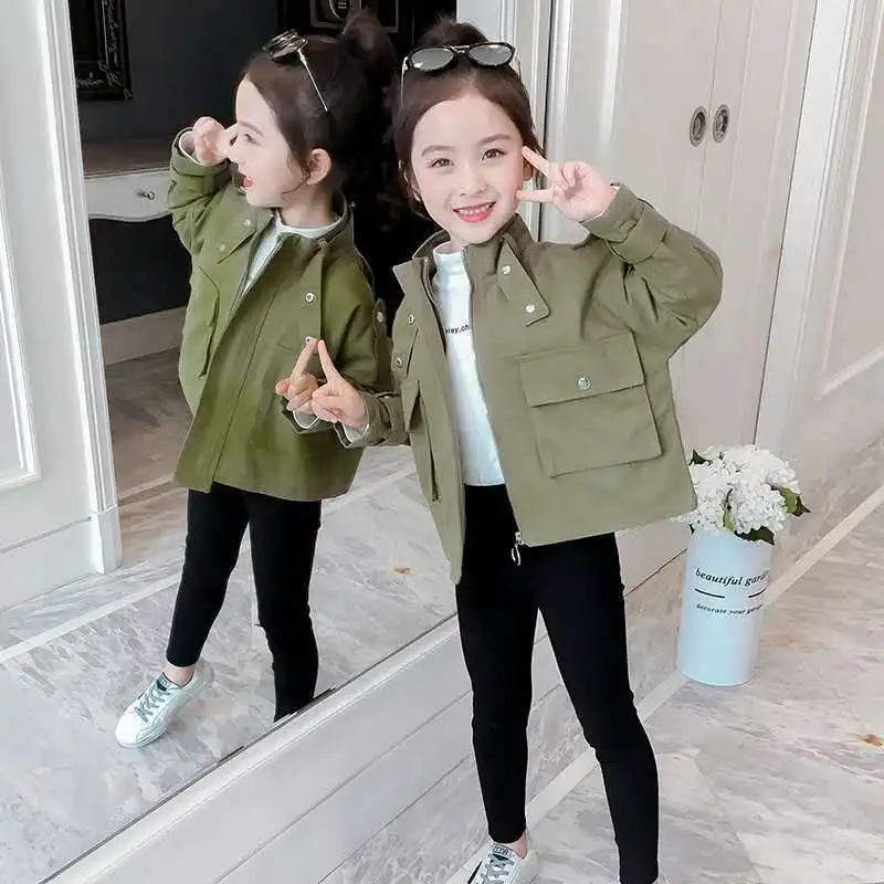 

Short Coat Girl 2021 New Popular Spring Autumn Middle School Children Wear Casual Girls Jacket 5-15 Years Old