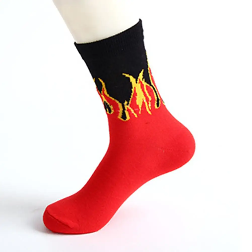 

1pair Combed Cotton Flame Socks South Korea INS Harajuku Style Cotton Sports Hip Hop Funny Trend Skateboard Unisex Socks