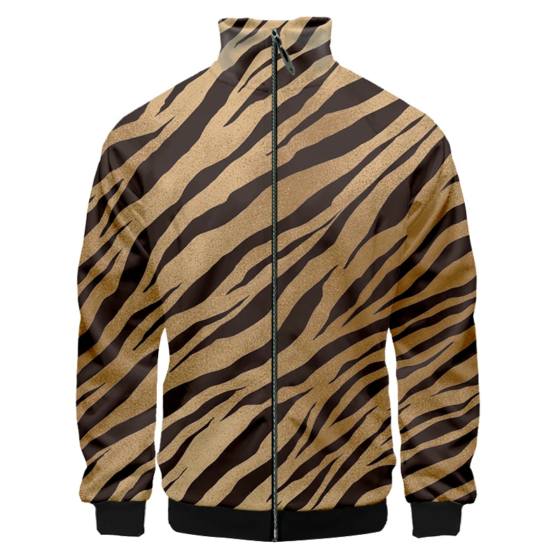 

OGKB New Tiger Stripes Print Man Stand Collar Jacket 3D Printed Long Sleeve Casual Oversize Clothing Men's Zipper Coat Wholesale