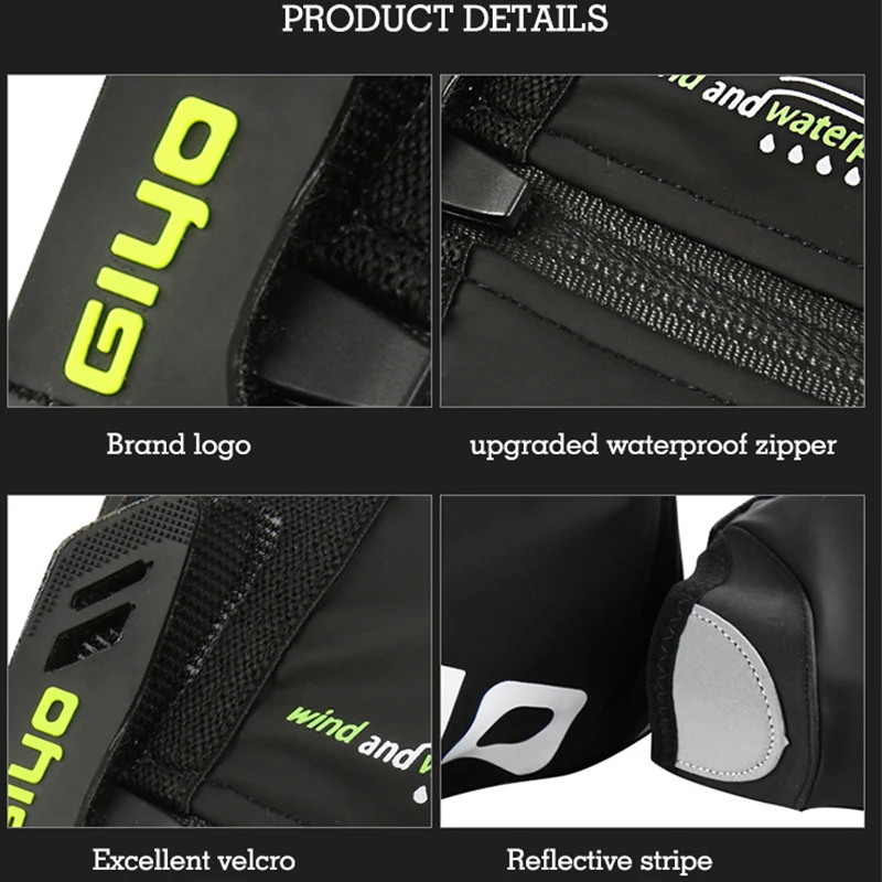 

GIYO Shoes Cover Rain Waterproof Cycling Overshoes Bike Reflective Windproof MTB Road Winter Fleece Warm Bike Lock Protector