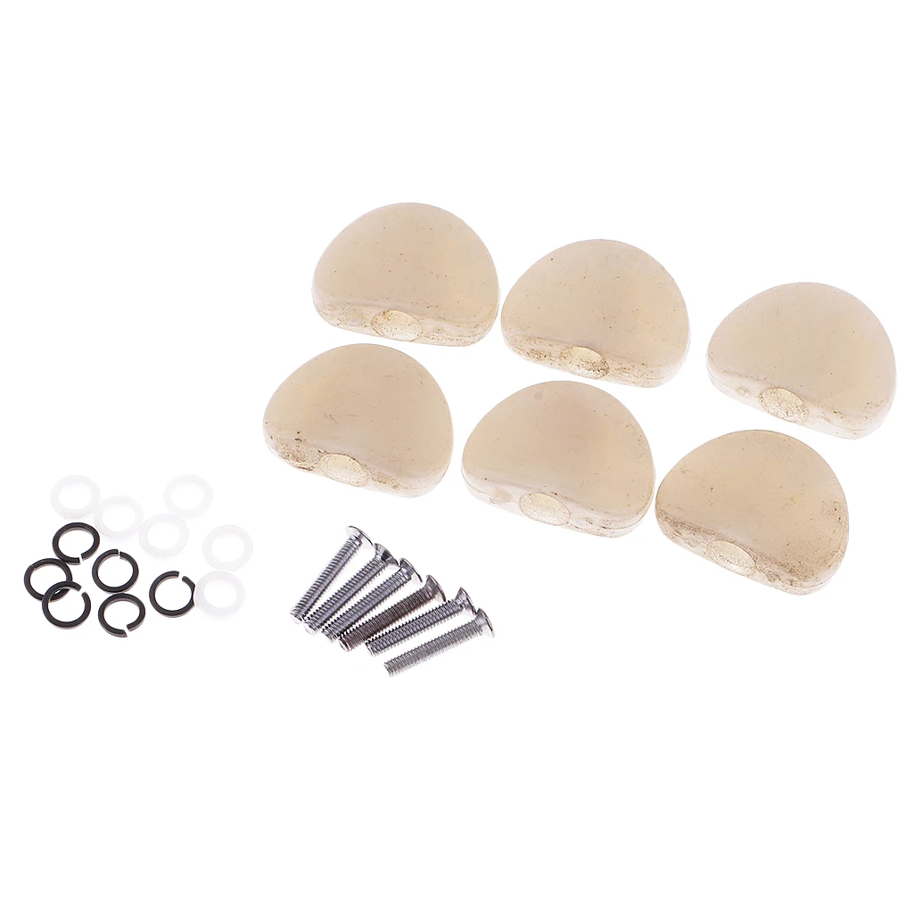 

6 Pieces Plastic Electric Guitar Tuning Peg Knobs Tuner Button Cap White