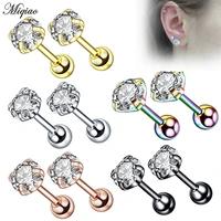 miqiao 1 pcs body piercing jewelry stainless steel four claw ear bone nail round earring 1 2644mm