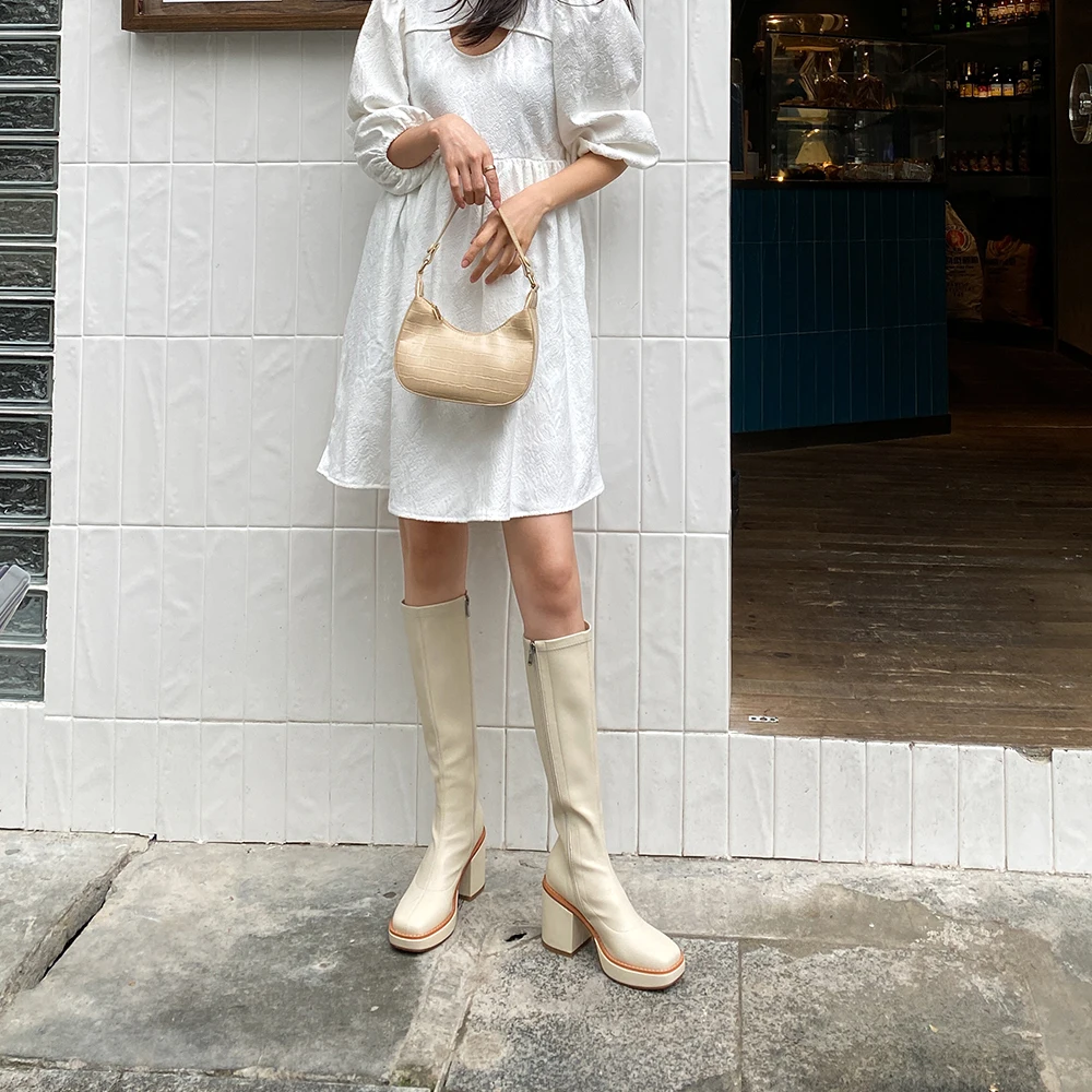 

Женские высокие сапоги на молнии, на толстой подошве, E155L