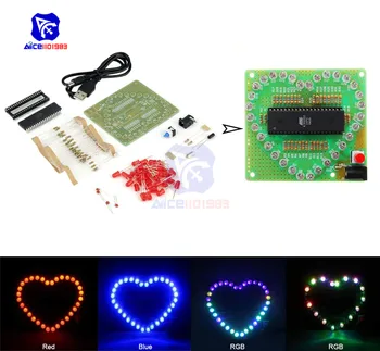 diymore 51 MCU AT89S52 Heart-Shaped Red/Blue/RGB LED Module Flashing LED Light Electronic Board DIY Kit 1