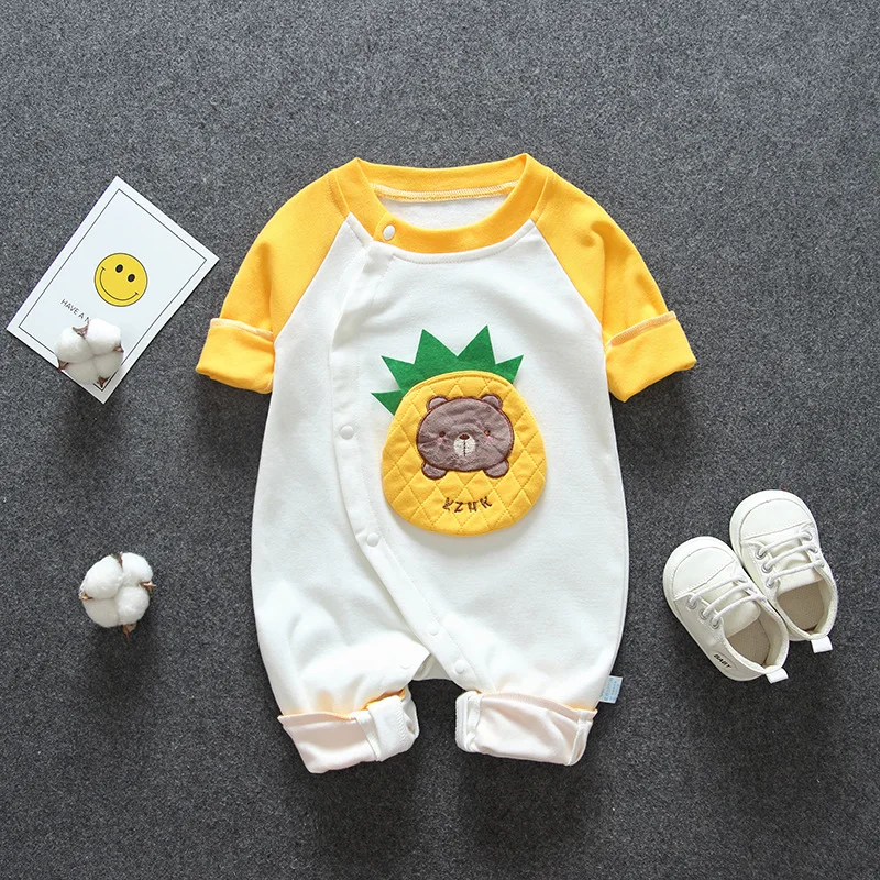 Осенне-зимняя тонкая одежда для малышей комбинезон с длинными рукавами и вырезом