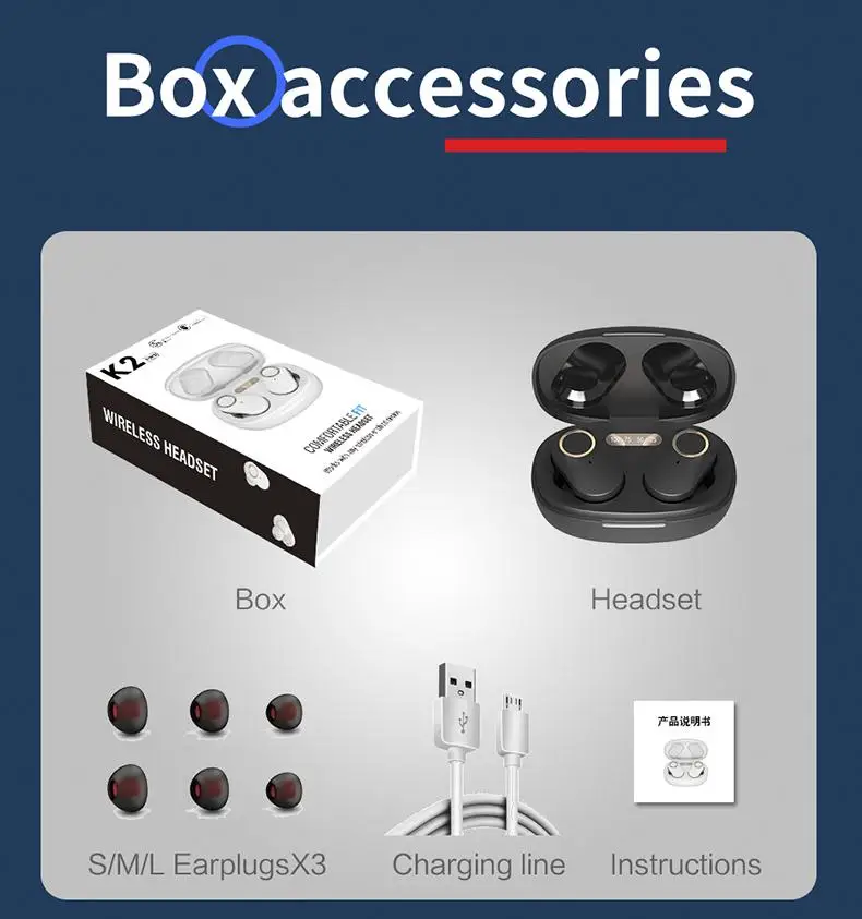 

HobbyLane K2 Bluetooth Headset Wireless Digital Low-latency In-ear Sports Headset Waterproof True Wireless Bluetooth Earphone