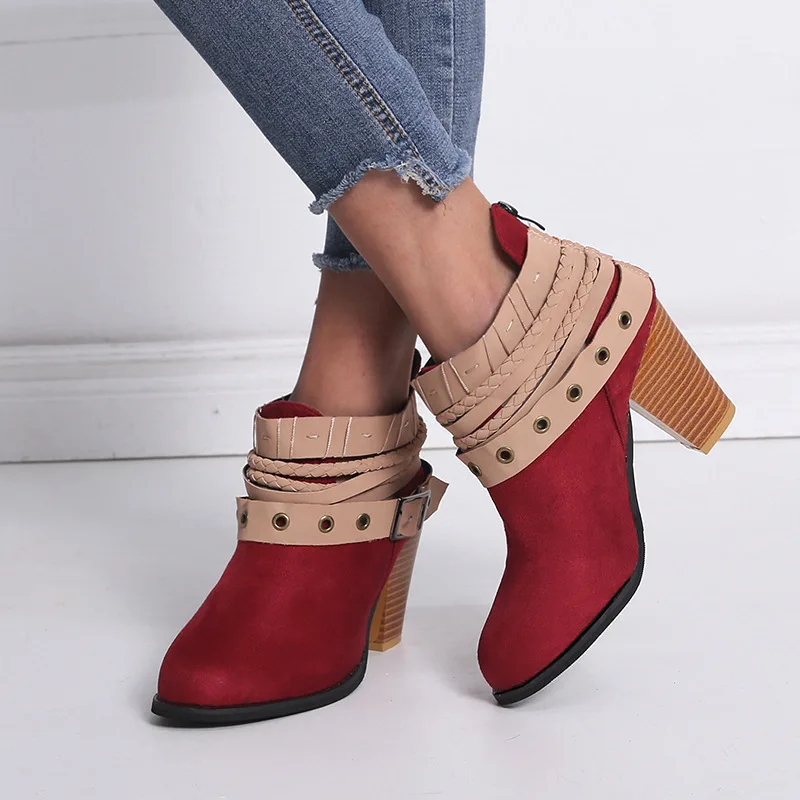 Koznoy женские ботинки Демисезонный Молния сзади сапоги Прямая поставка Тяжелый