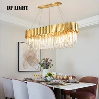 modern luxury led ceiling lamp golden rectangle living room crystal lamp bedroom hotel crystal chandelier lighting