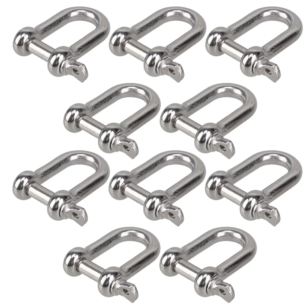 

M5 D Type Shackle Short Paragraph Rigging 304 Stainless Steel 5MM Shackle Hooks boat rigging hardware Pack of 10