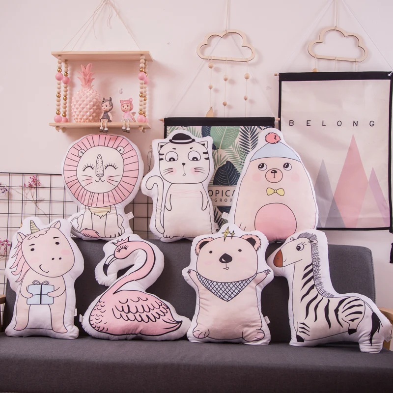 

Подушка плюшевая в скандинавском стиле, 50 см, единорог, кошка, Медведь, Лев