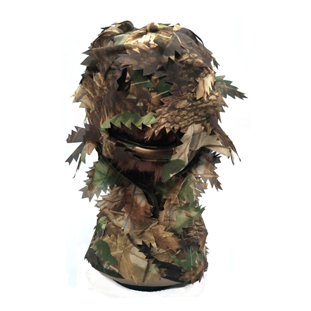 Камуфляжная маска с 3D листьями на все лицо капюшон костюмы головной убор