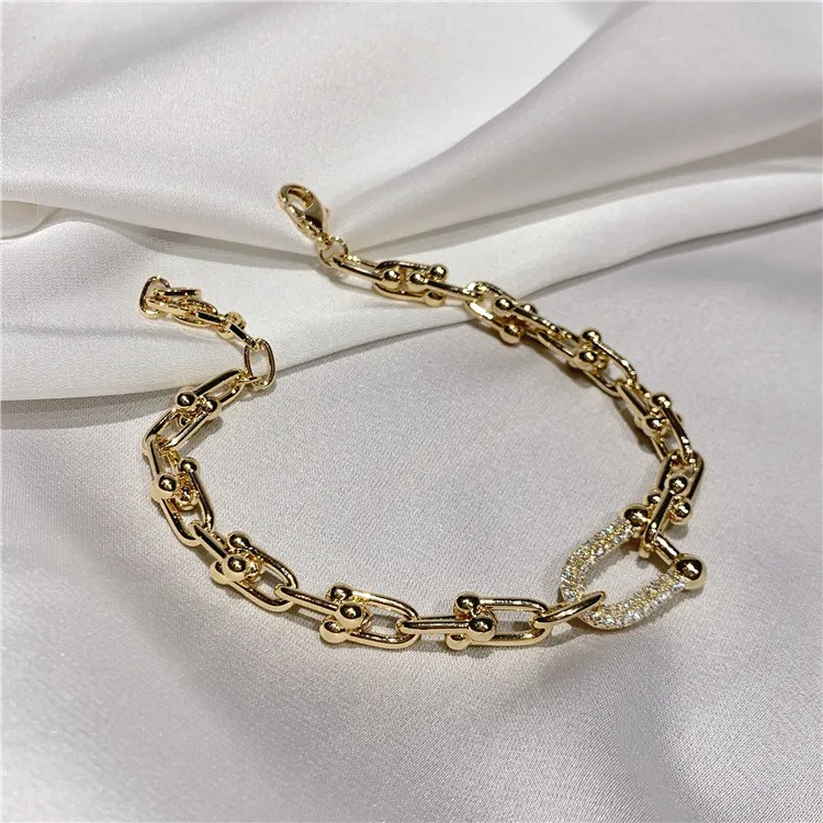 

The New Korean Style Cool Chain Bracelets Personality Niche Design Diamonds New Cool Style Metal Texture Trendy Bracelet