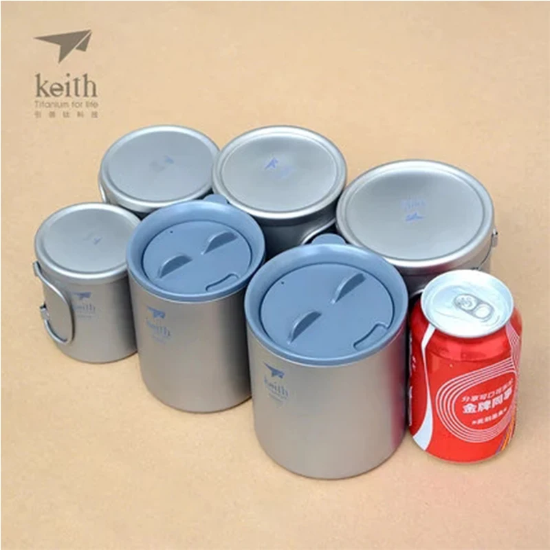 Keith двухслойная титановая кружка с откидной ручкой для кемпинга и путешествий