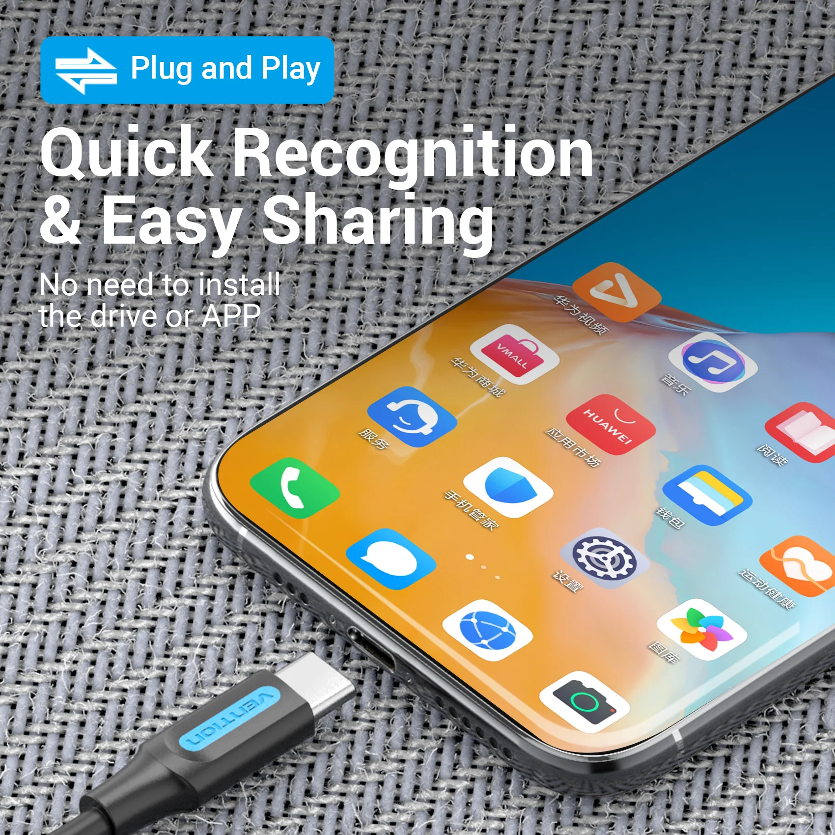 Vention USB C to USB OTG Cable Adapter USB Type C Male to USB 3.0 2.0 Female for Macbook Pro Samsung S20 USB C OTG Adapter