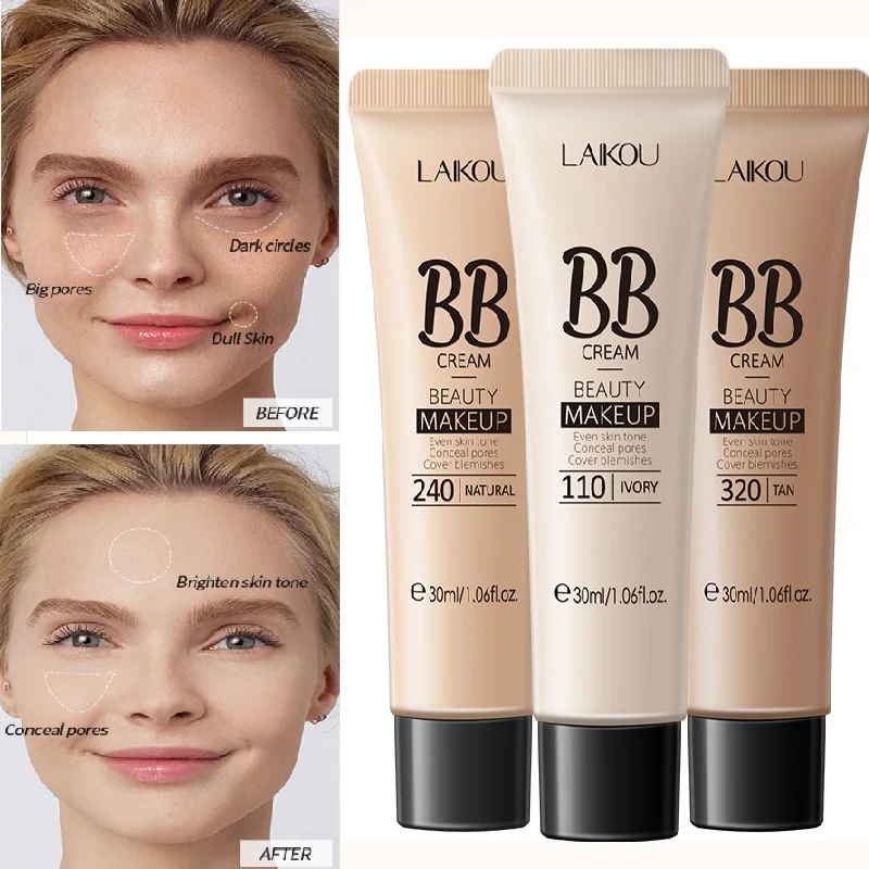 

LAIKOU New Smooth Foundation BB Cream Waterproof Primer Concealer Imperfections Liquid CC Cream 30g Base Facial Makeup Cosmetics