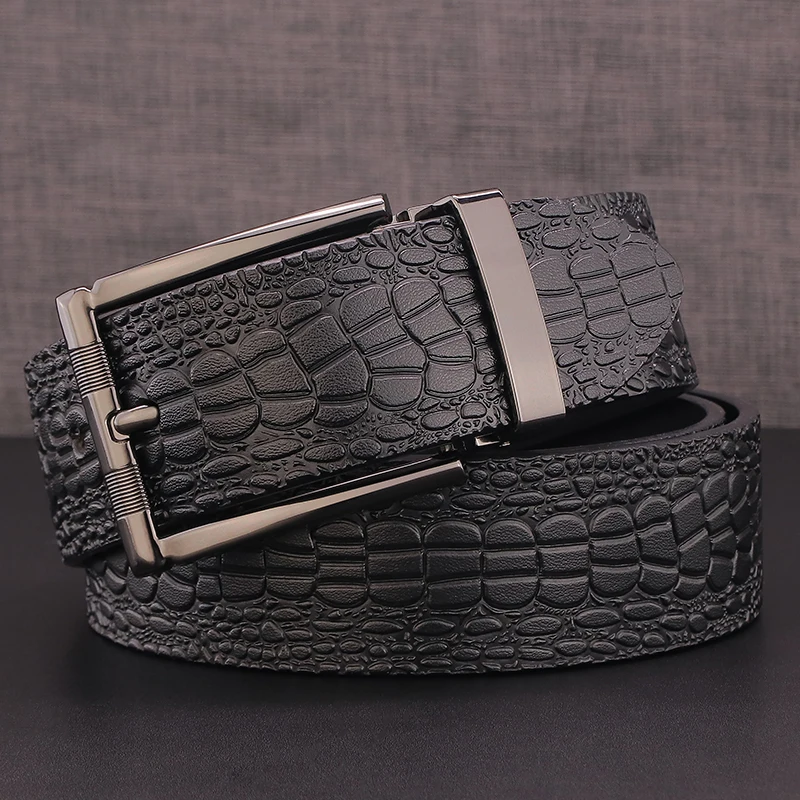 High Quality Pin Buckle Belt 3.8 cm Wide Leather Designer Belt Men's Fashion Cowhide Casual Belt Brown Denim