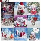 Алмазная живопись HOMFUN мультяшный медведь на Рождество, полное квадратноеКруглое украшение для стен, инкрустированная смолой, вышивка ручной работы, вышивка крестиком