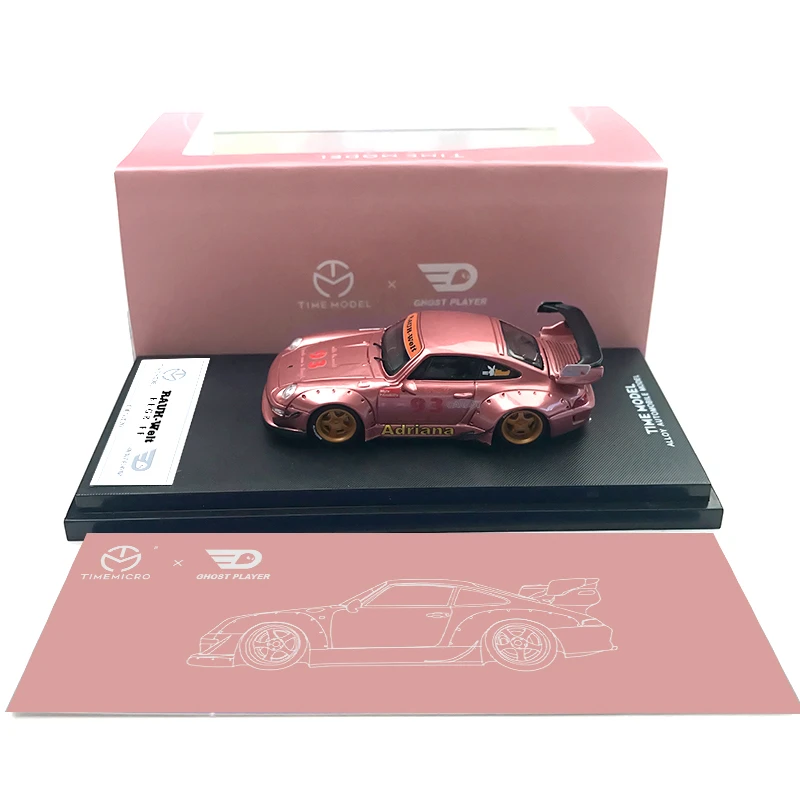 

Модель автомобиля Time Micro x, призрачный проигрыватель, 1:64, RWB, 993, 2020, литой под давлением, из розового золота