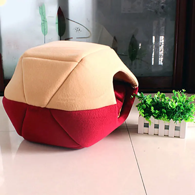 Зимняя кровать домик для кошек и собак складной мягкий теплый коврик сна в виде