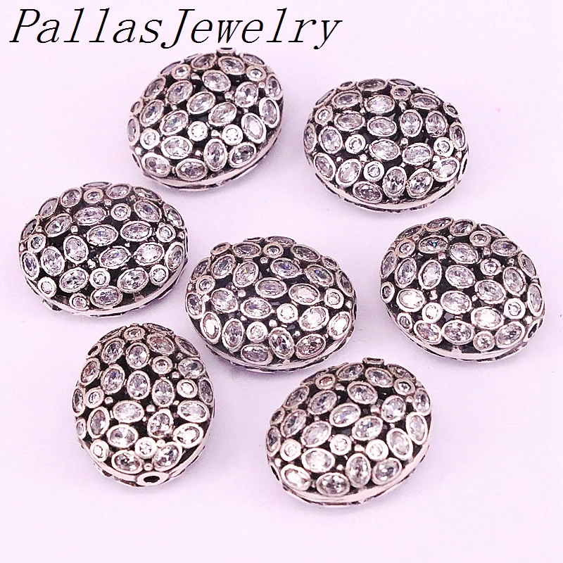 

10Pcs Micro Pave CZ Oval shape Connector Beads,Cubic Zirconia Metal Copper Loose beads For Jewelry Making