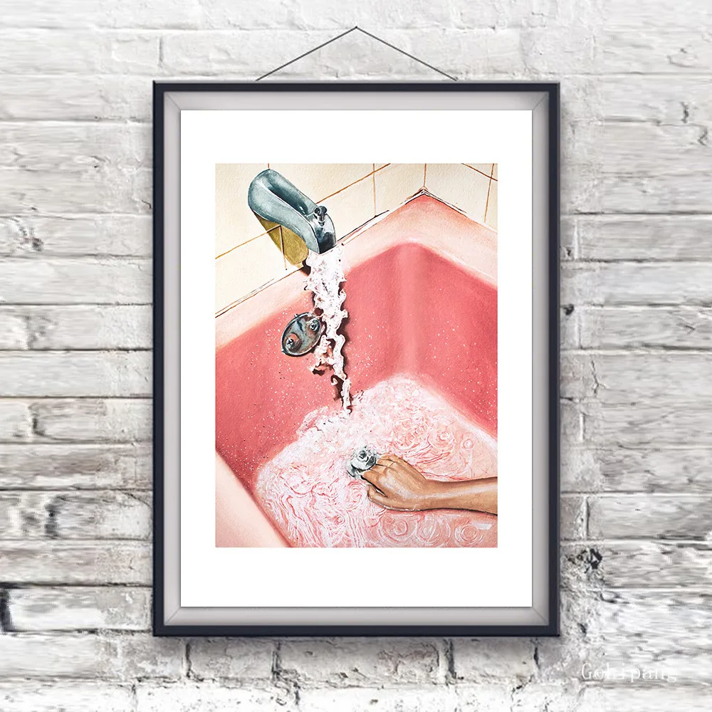 Современная Розовая Сексуальная девушка ванна настенная живопись на холсте