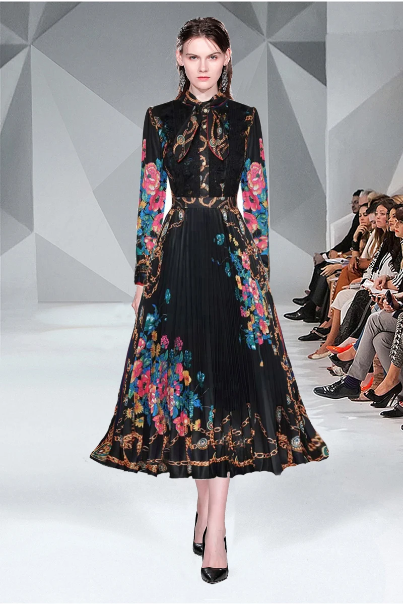 

Новинка 2021, женские платья-трапеции, офисные женские платья до середины икры с бантом и круглым вырезом, весенние черные вечерние элегантны...