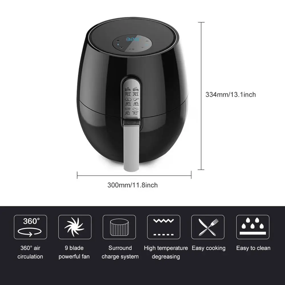 Воздушная фритюрница 120В 5.2л воздушная Жарка нагревание цифровой большой емкости