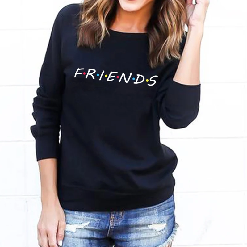

Vintage Crewneck Women Friends Sweatshirt Letter Print Casual Hoodie Polerones 2021 Fashion Street Wear Fitted Hoodie Simple Xxl