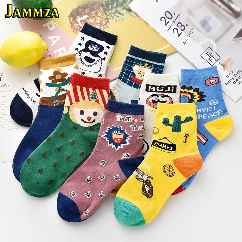 Носки женские хлопковые весна-лето 2020 г. с забавным принтом в Корейском стиле