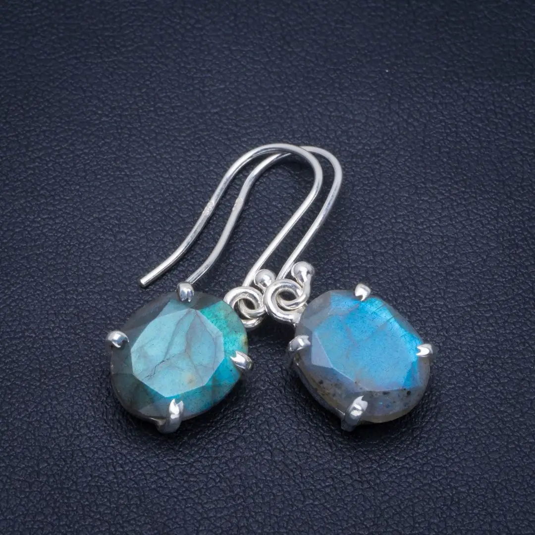 Серьги ручной работы из натурального синего огненного Лабрадорита уникальные