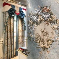 customized luxury high end living room european curtain finished villa bedroom bay window american jacquard shading cloth custom