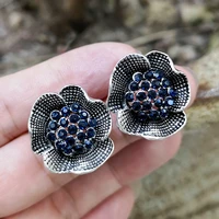elegant rose flower metal crystal stud earring fashion jewelry for women party best gift aretes de mujer modernos 2020 50d343
