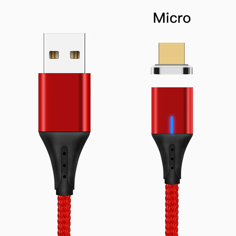 Red For Micro Amzish 3A Магнитный Micro USB кабель для iPhone samsung тип данных C usb Магнитный USB кабель micro usb быстрого зарядного устройства type c магнитный кабель micro usb магнитная зарядка шнур для зарядки телефона - Цвет: Red For Micro