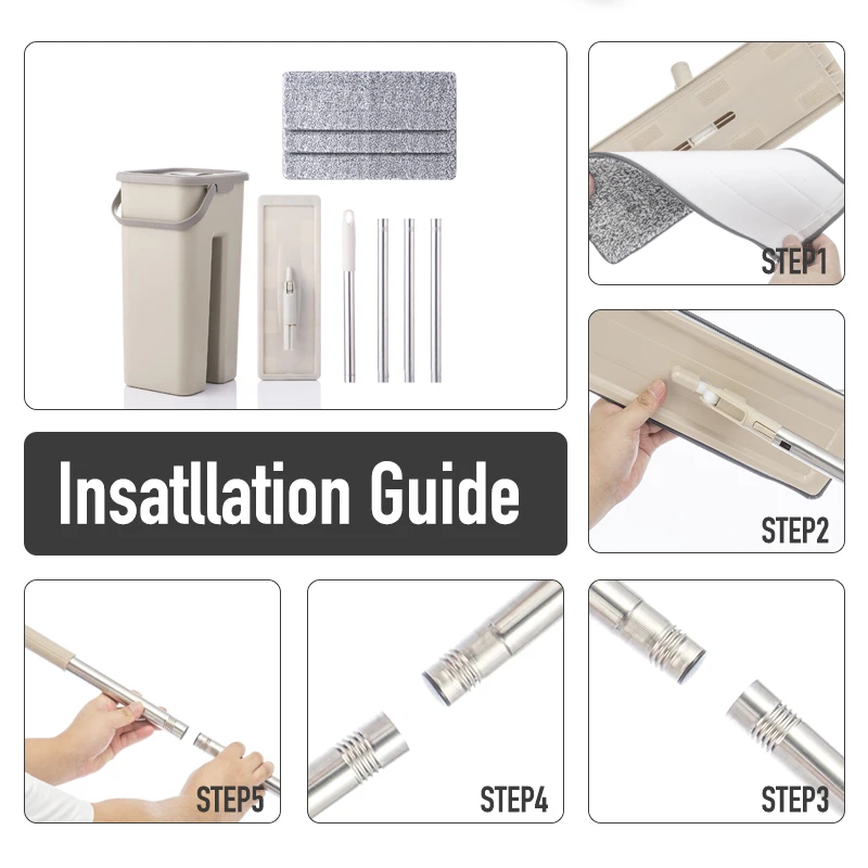 Плоская система швабры с ведром ручной бесплатной мойкой коврики для из