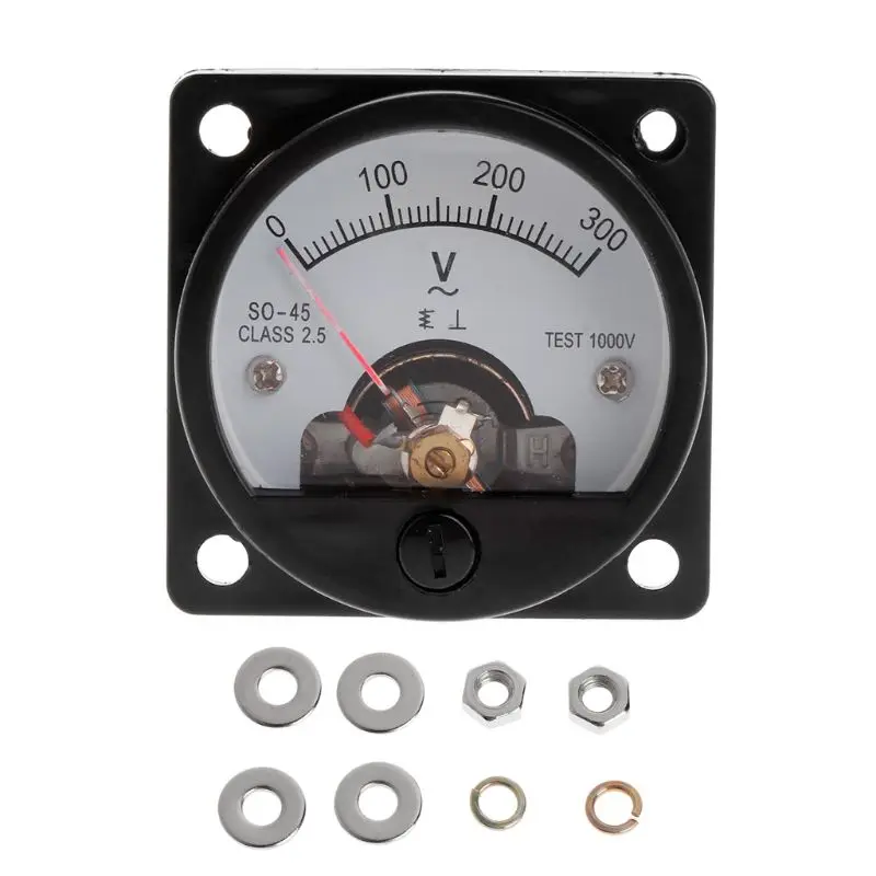 

1PC Voltmeter SO-45 AC 0-300V Round Analog Dial Panel Meter Voltmeter Gauge Black