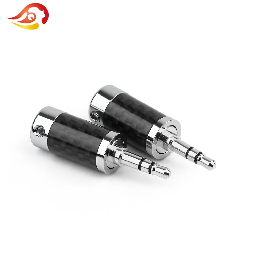 Qyfang 3,5 мм 3 полюс стерео углеродного волокна штекера наушников HiFi наушники золото/родием аудиоразъем 6,0 мм отверстие провода соединительная линия