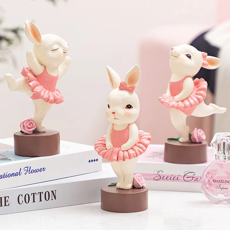 

Скандинавская полимерная скульптура в виде кролика, украшения для гостиной, спальни, модель животного, статуя, украшение для дома, аксессуары, подарок на день рождения